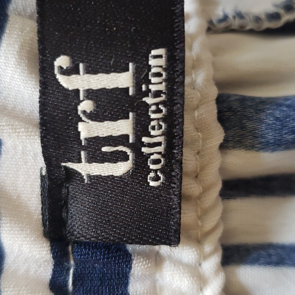ZARA TRF Striped Paperbag Waist Pants Navy White Drawstring Crop XS - Picture 10 of 12